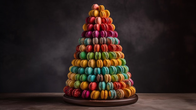 A colorful array of delicious macaroons Generative AI