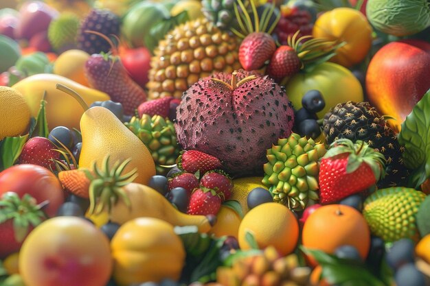 A colorful array of exotic fruits octane render