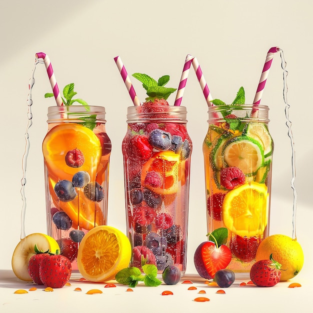 A Colorful Array of Fresh Fruits and Juice