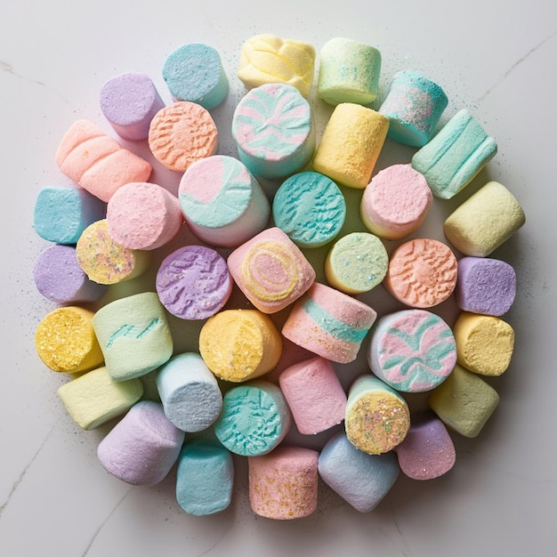 Colorful array of gourmet marshmallows