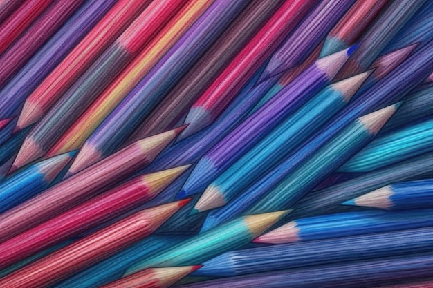 Colorful array of pencils arranged in a row Generative AI