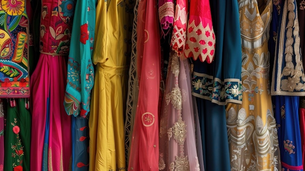 Colorful array of traditional Indian saris