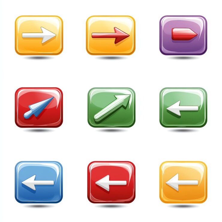 Photo colorful arrow buttons web design elements