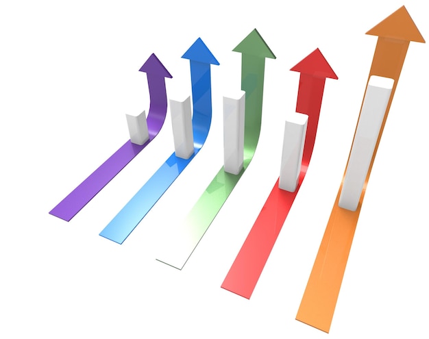 Photo colorful arrow and graph growing business concept3d rendering