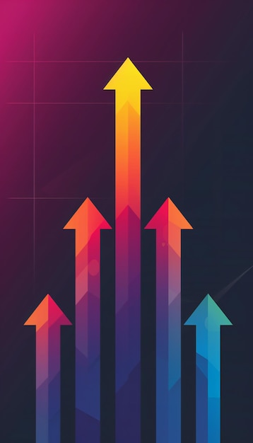 Colorful Arrows Going Upwards Bright Background