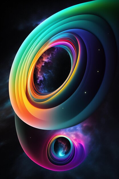 Colorful art background with a circular design with a colorful ring and lights