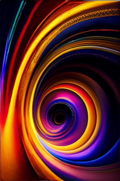 Colorful art background with a circular design with a colorful ring and lights