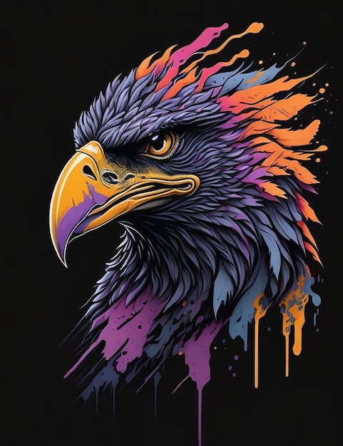 Colorful art of eagle head vector illustration splash effect