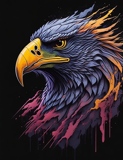 Colorful art of eagle head vector illustration splash effect