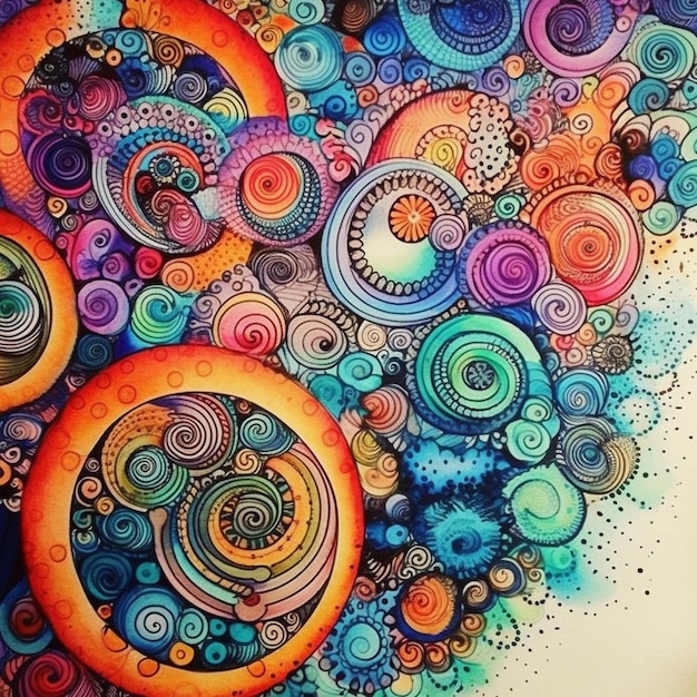 a colorful art piece with a colorful design on it