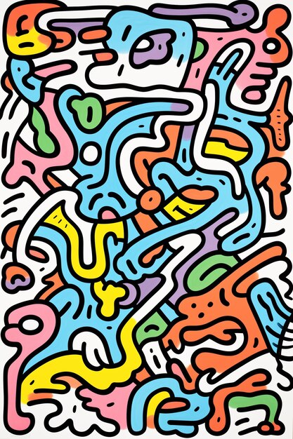 A colorful art piece with lines