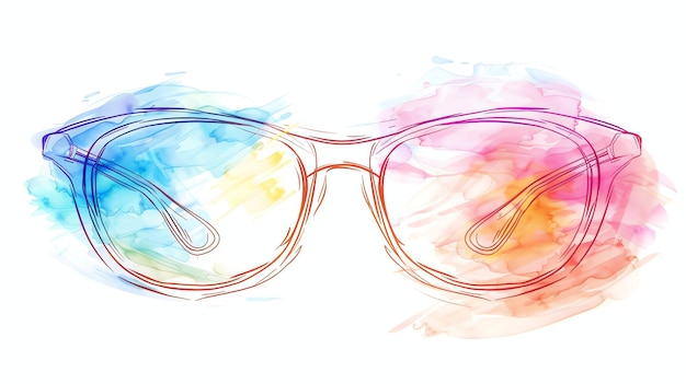 Photo colorful artistic drawing of glasses made with bright watercolor brushstrokes modern creative accessory for the face