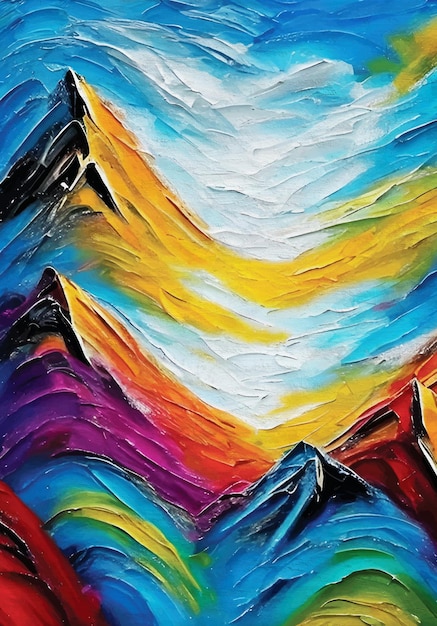 Colorful Artistic Painting Mountains