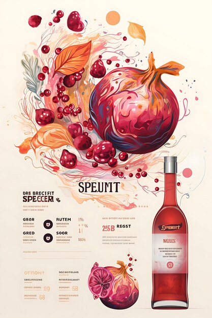 Photo colorful artistic pomegranate brandy with a creative and artistic col creative concept ideas design