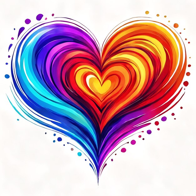 A colorful and artistic representation of a rainbow heart which is painted in a vibrant and dynamic manner The heart is filled with a variety of colors creating a visually striking design