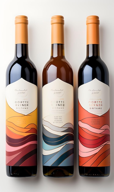 Photo colorful artistic wine label packaging with a vibrant and abstract co creative concept ideas design