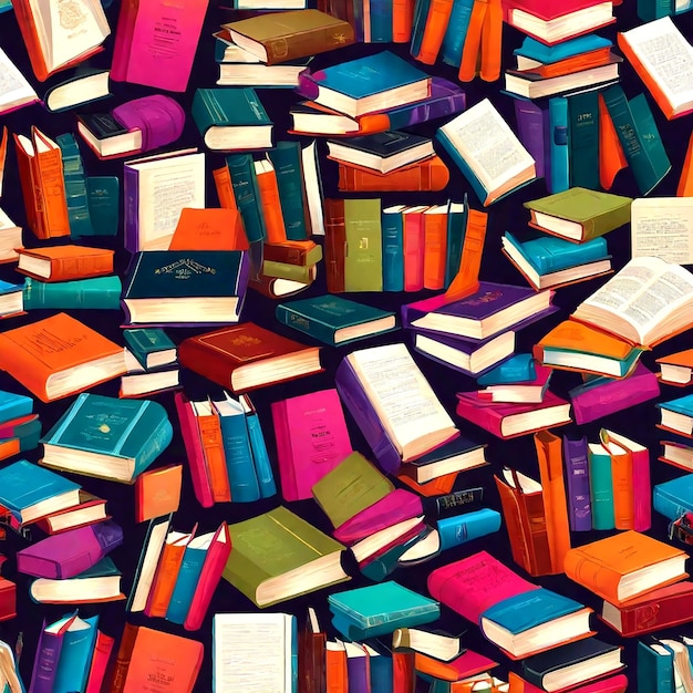 A colorful assortment of books with different cover designs AI_Generated