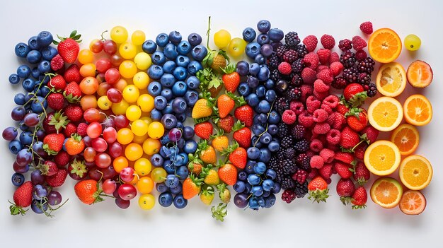 Colorful Assortment of Fresh Berries and Citrus Fruits