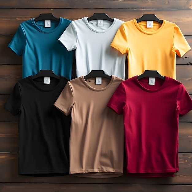 Photo colorful assortment of gents tshirts apparel mockup photo shoot instore display