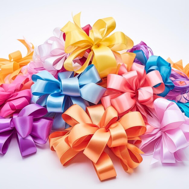 Colorful Assortment of Gift Wrapping Ribbons and Bows