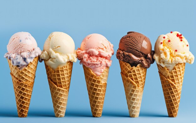 Foto un assortimento colorato di gelati