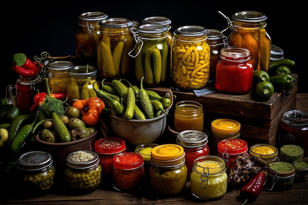 Colorful assortment of pickles and chutneys