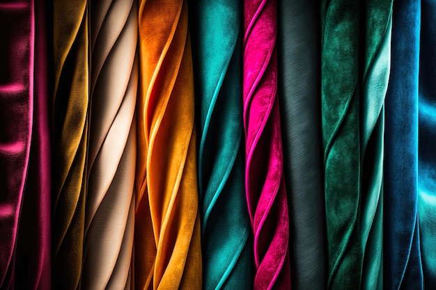 A colorful assortment of velour fabric samples fabric background texture