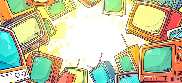 Colorful assortment of vintage televisions illustration