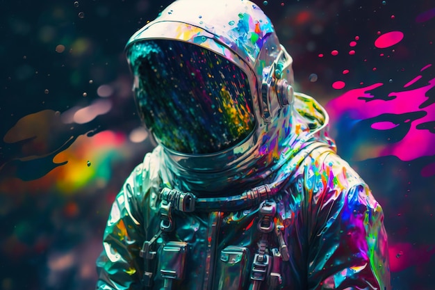 Colorful astronaut Cosmonaut party Generative AI