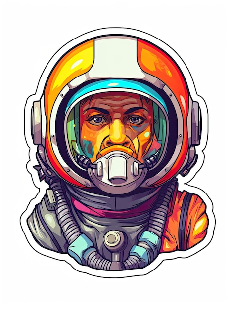 Colorful astronaut sticker Generative AI