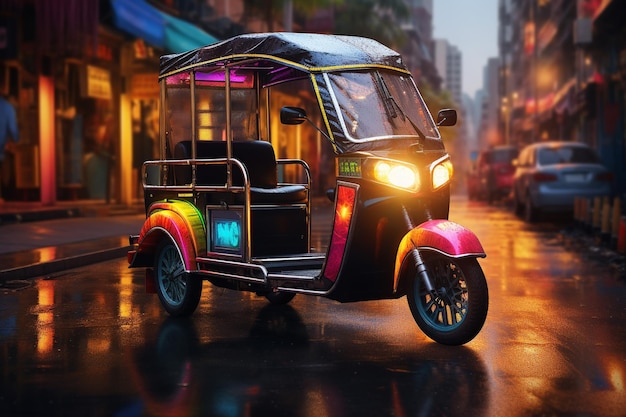 Photo colorful auto rickshaw generated by ai