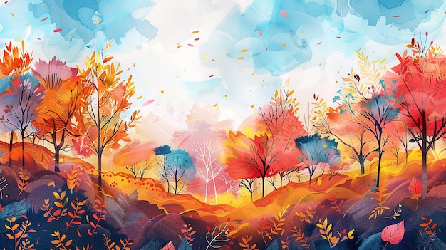 Colorful autumn background panorama