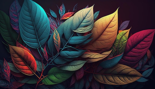 Photo colorful autumn leaves created with generative ai