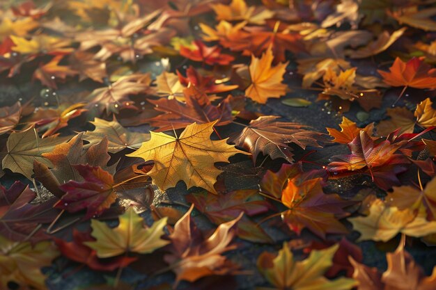 Photo colorful autumn leaves crunching underfoot