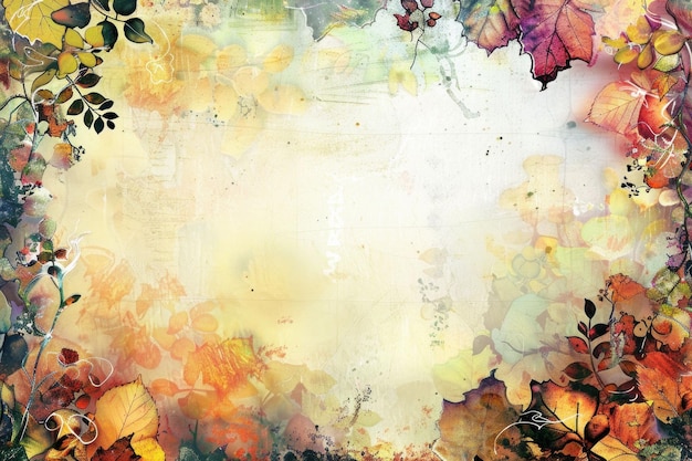 colorful autumn leaves frame with a light background creating a warm and inviting atmosphere
