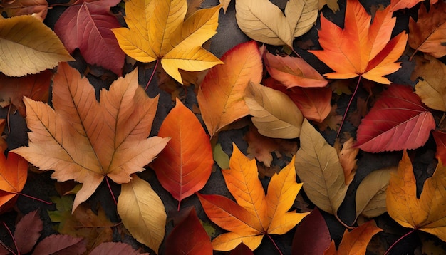 Photo colorful autumn leaves on the ground