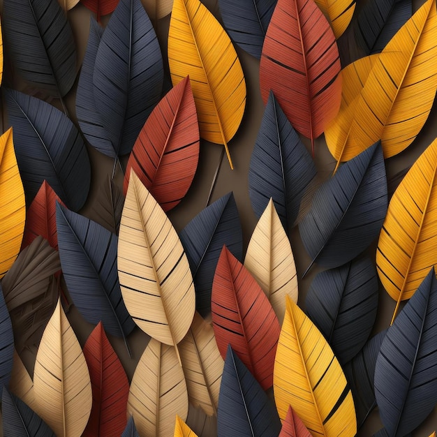 Colorful autumn leaves on a paper background rendered in cinema4d tiled