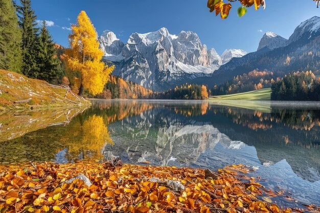 Colorful autumn splendor at vorderer lake