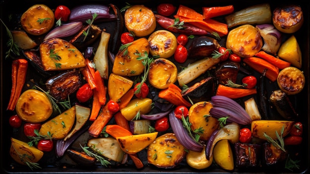 Photo colorful autumn veggies seen from above