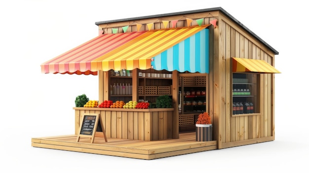 Colorful Awning on Wooden Stand