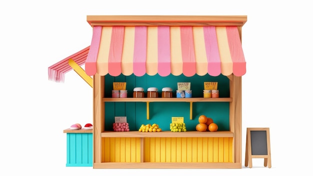 Colorful Awning on Wooden Stand