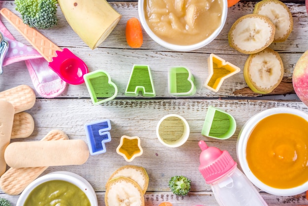 Colorful baby food puree