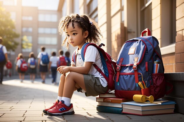 Foto colorata ammissione di ritorno a scuola per celebrare un nuovo anno scolastico