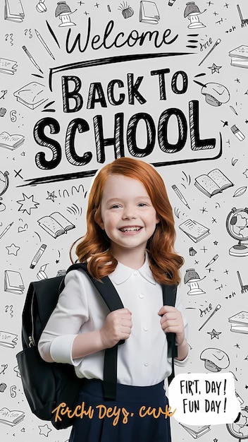 Colorful Back to School Supplies Backpack Illustration