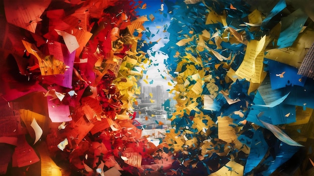 Colorful backdrop of torn papers