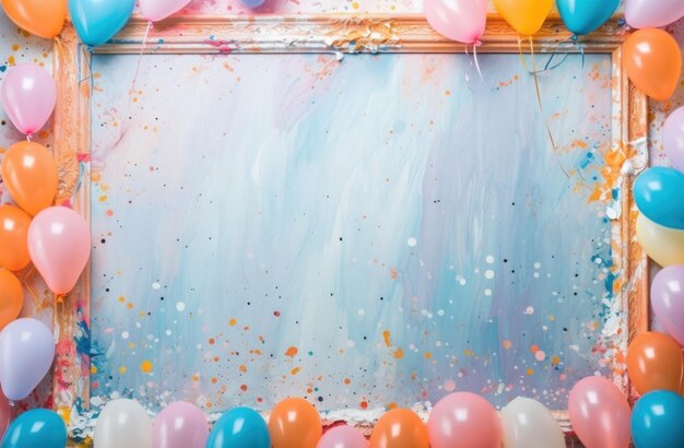 Photo colorful backdrop with party supplies