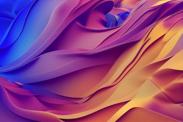 Colorful background abstract wavy 3d render