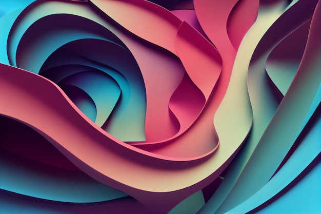 Colorful background abstract wavy 3d render