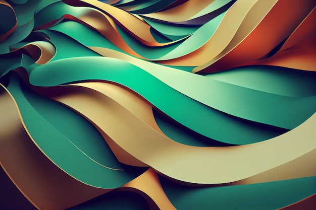 Colorful background abstract wavy 3d render