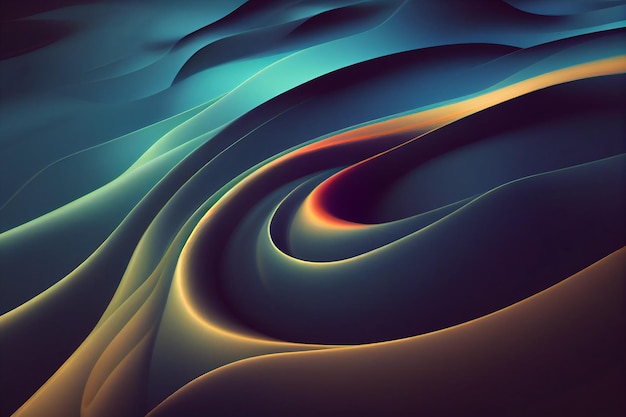 カラフルな背景の抽象的な波状の 3 d レンダリング